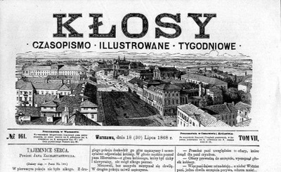 drzeworyt 1868 Panorama Warszawy winieta Kłosy