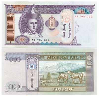 MONGOLIA 100 TUGRIK 2000 P-65a UNC