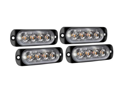 4x лампа предупредительная габаритная stroboskop 4 led 86mm оранжевая 12v 24v фото №1