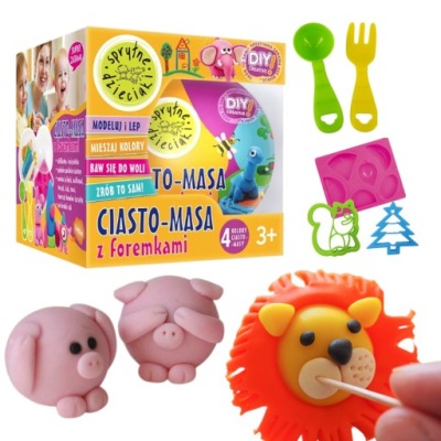 MASA Plastyczna MAGICZNA PIANKOLINA Modelina Ciastolina 4 kolory foremki