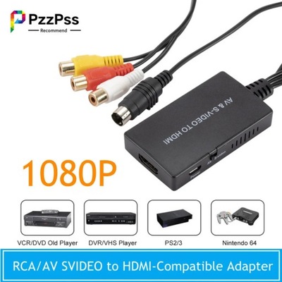 RCA /AV SVIDEO na HDMI kompatybilny Adapter do DVD HD TV STB kompaty~5331