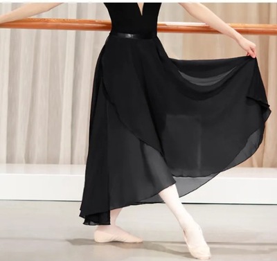 DANCE długa czarna spódnica baletowa szyfonowa