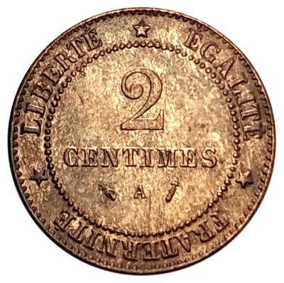 Francja, Trzecia Republika (1870 - 1941), 2 centymy 1889A, Paryż