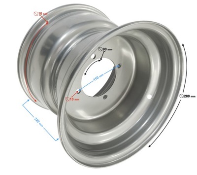 LLANTA PARTE TRASERA PLATEADA 10X8 (110MM) ATV  