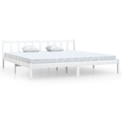 Rama łóżka, biała, lite drewno, 180x200 cm, Su