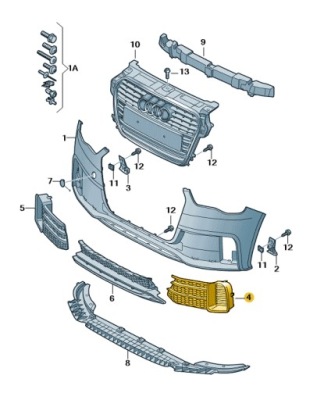 Решітка zaślpeka бампера перед ліва audi a1 przedlift aso оригінал фото №1