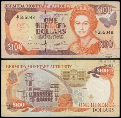 BNA - BERMUDY 100 Dolarów Dollars 1997 C/1 # P49 # VF-