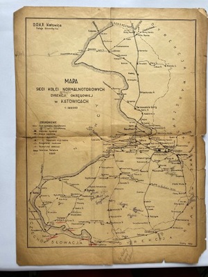 MAPA SIECI KOLEI NORMALNOTOROWYCH PKP KATOWICE 1932