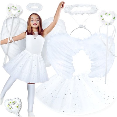 STRÓJ ANIOŁKA ANIOŁEK JASEŁKA SKRZYDŁA SPÓDNICZKA AUREOLA ANIOŁ BAL 110-116