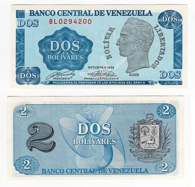 WENEZUELA 1989 2 BOLIVARES