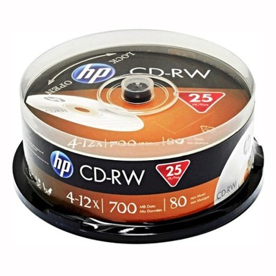 HP CD-RW, CWE00019-3, 69313, 25-pack, 700MB, 4-12x, 80min., 12cm, bez możli