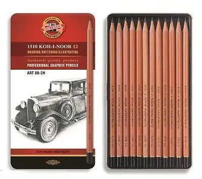 Ołówki grafitowe zestaw 12szt 8b-2h 1512