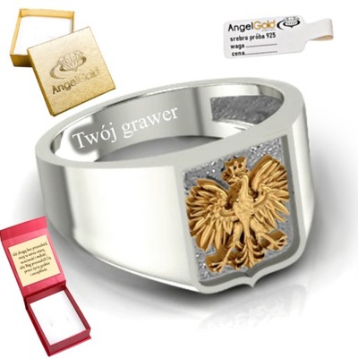 SYGNET Z ORŁEM PATRIOTYCZNY SREBRO 925 POZŁACANE