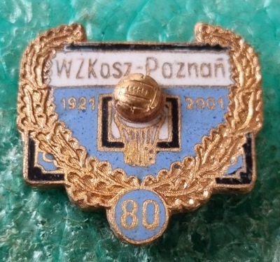 ODZNAKA OKRĘGOWY ZWIĄZEK KOSZYKÓWKI POZNAŃ 80 LAT