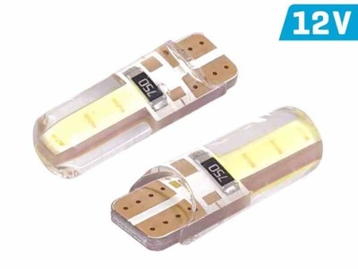 LUZ VISION W5W (T10) 12V 2X COB LED, BIALA, SILICONA OBUDOWA, 2 SZT.  