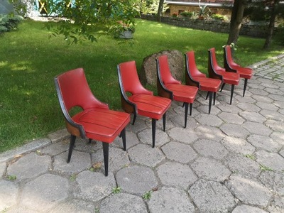 6 Krzeseł - Design PRL Vintage Mid Century Modern