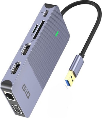 GIQ HUB USB 3.0 / USB-C 11w1 VGA HDMI 4K UHD PD SD TF AUX LAN RJ45 ETHERNET