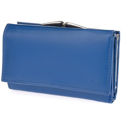 Poręczny portfel damski skórzany w wyrazistym kolorze Bellugio niebieski