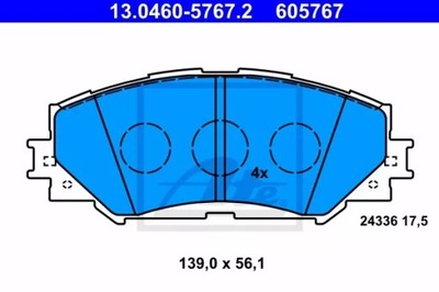 ATE 13.0460-5767.2 JUEGO ZAPATAS HAMULCOWYCH, FRENOS TARCZOWE  