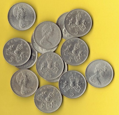 Wielka Brytania 5 Pence 1968 r.