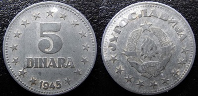 Jugosławia 5 dinarów 1945