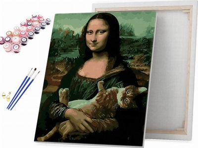 Mona Lisa z kotem - Malowanie po numerach