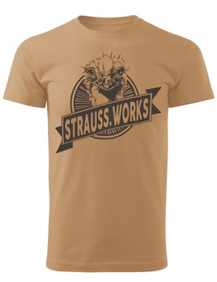 Koszulka Engelbert Strauss Iconic męska robocza T-Shirt BAWEŁNA brązowa M