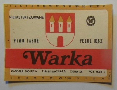 ETYKIETA PIWO JASNE PEŁNE BROWAR WARKA