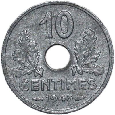 Francja 10 centymów 1943 mała