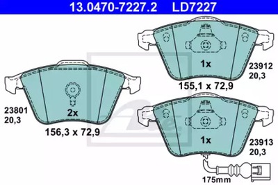 КОЛОДКИ ГАЛЬМІВНІ VOLKSWAGEN SEAT AUDI ATE