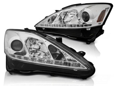 FAROS REJILLAS LEXUS IS 06-13 DRL CROMO DIODO LUMINOSO LED  