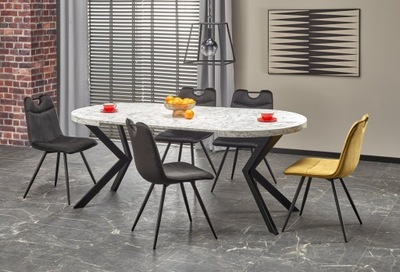 PERONI stół rozkładany biały marmur - czarny, idealny do nowoczesnych