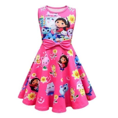 Gabby Dollhouse Girls Princess Dress Sleeveless Summer Birthday Party Dress