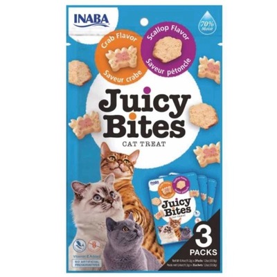 INABA CIAO Przysmak dla Kota Juicy Bites KRAB I PRZEGRZEBKI 3pak (3x 11,3g)