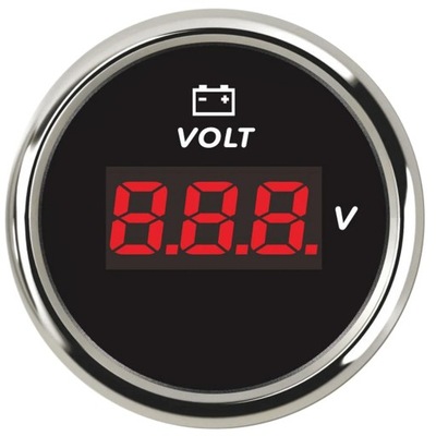 52MM CAR VOLTMETER 8-16 / 16-32 VOLTS WATERPROOF WITH RED BACKLIGHT ~78262