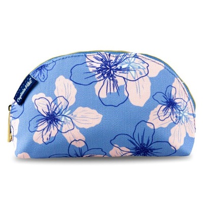 Kosmetyczka damska do torebki w kwiaty niebieska