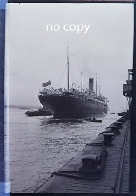 celuloidowy negatyw stereoskopowy - statek - Liverpool - 1909 - 9x12
