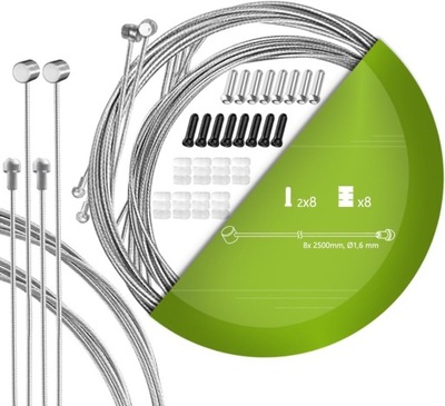 8x LINKA HAMULCOWA ROWEROWA 2500mm UNIWERSALNA 1,6mm