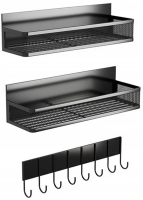 ZESTAW 2x Półka magnetyczna na lodówkę, pralkę + półka z haczykami