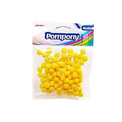 Pompony pluszowe żółte 10 mm 100szt