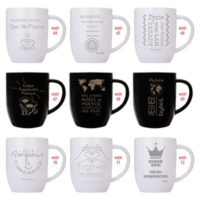 KUBEK STALOWY BIAŁY Z GRAWEREM 380 ml nietłukący