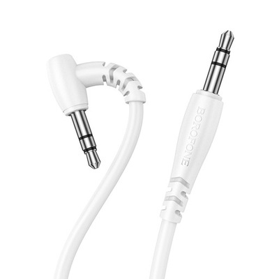 KABEL AUDIO MINI JACK 3,5 mm KĄTOWY biały 1M