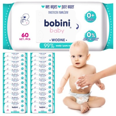 BOBINI CHUSTECZKI NAWILŻANE Pure Water 99% 1440szt