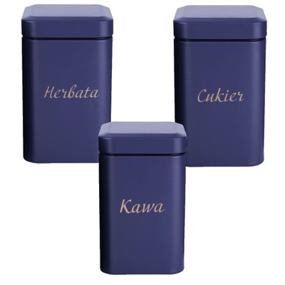 KOMPLET POJEMNIKÓW 3 SZT KAWA HERBATA CUKIER