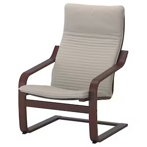 IKEA POANG Fotel brązowy Knisa jasnobeżowy