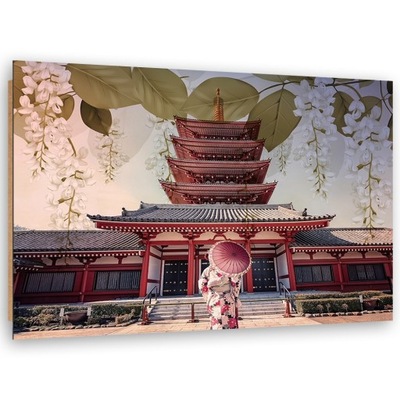 Obraz Deco Panel, Japońska Gejsza i świątynia - 100x70