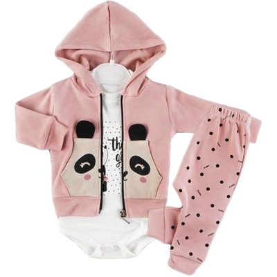 KOMPLET NIEMOWLĘCY PANDA body bluza spodenki 62