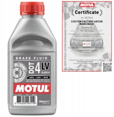 MOTUL DOT 4 LV BRAKE FLUID PŁYN HAMULCOWY 500ML