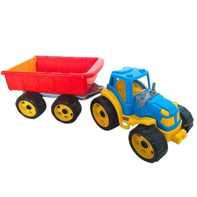 DUŻY TRAKTOR CIĄGNIK Z PRZYCZEPĄ PAKA MASZYNA 54cm