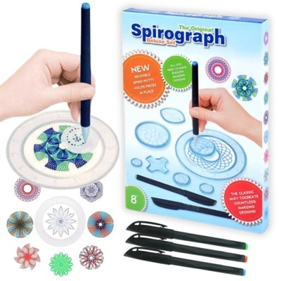 SPIROGRAF ZESTAW DO RYSOWANIA ZABAWKA EDUKACYJNA WZORY DŁUGOPISY ZESTAW